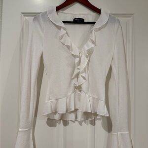 White Fox Boutique Ivory Ruffle Blouse